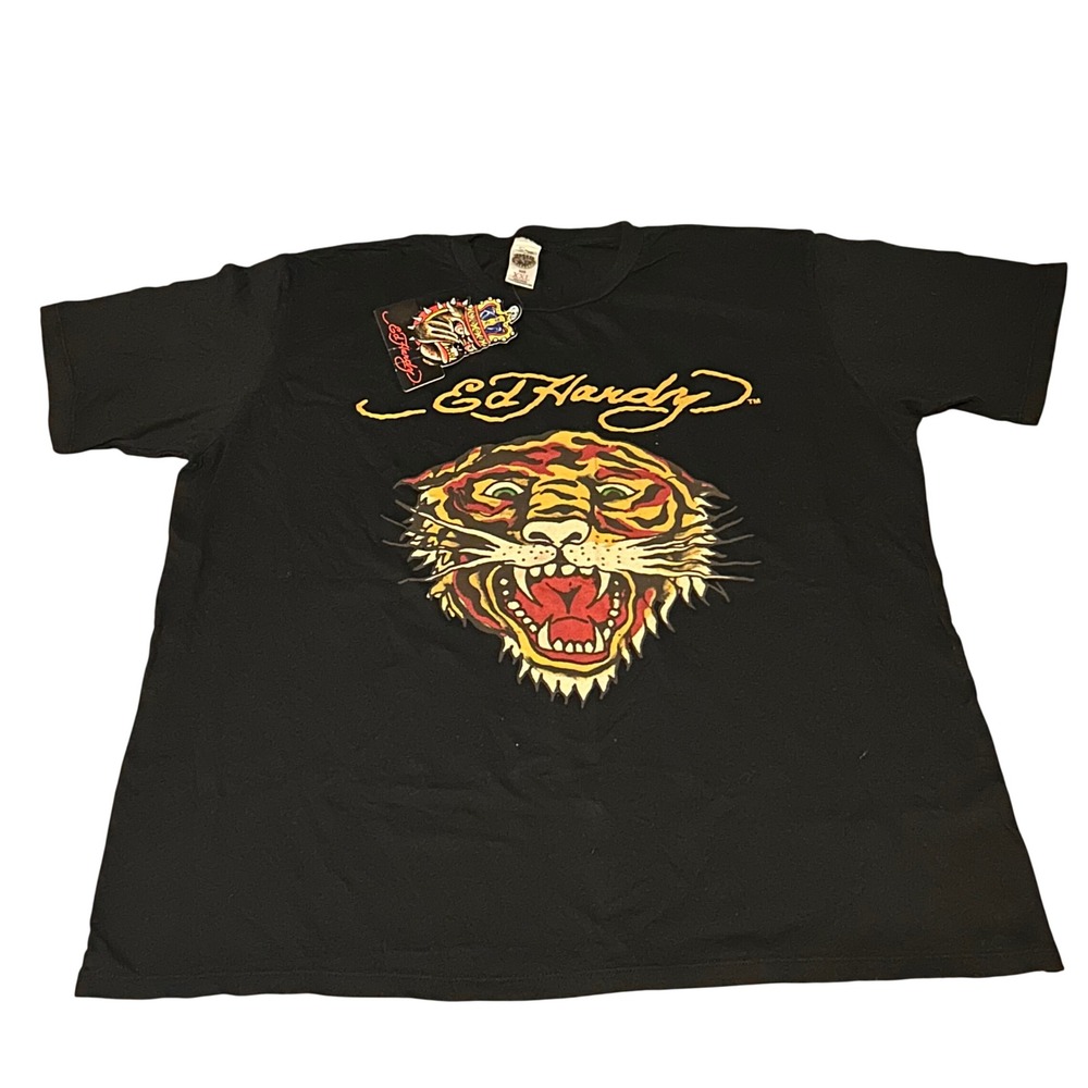 Ed Hardy Mens Tiger Graphic T-Shirt Black XXL Don Ed Hardy Designs New